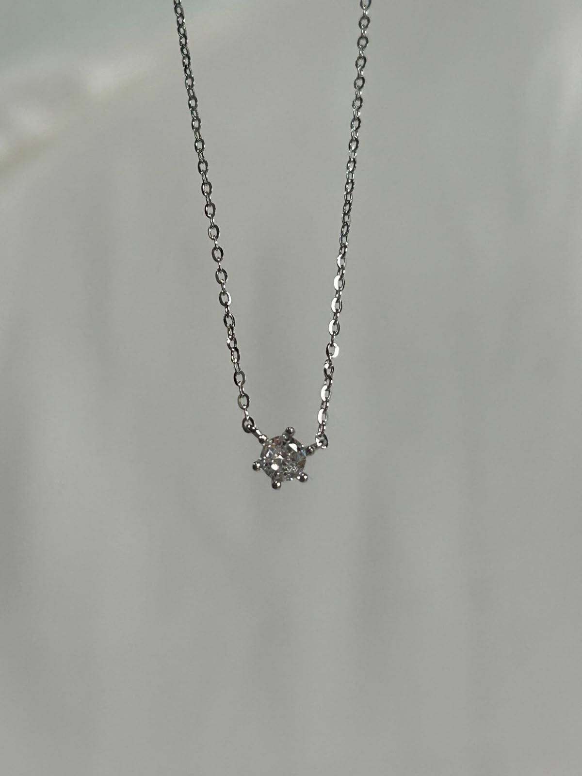 Collar Solitario Plateado Plata 925